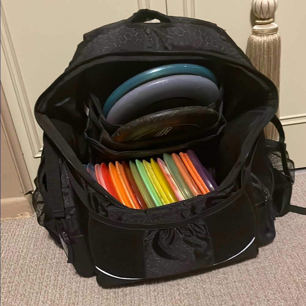 Black Storage Bag with Colorful Discs